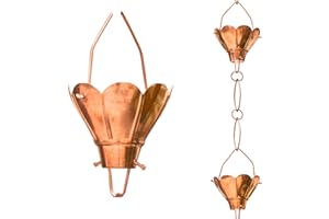 MONARCH RAIN CHAINS Monarch Pure Copper Sakura Rain Chain, 8.5ft