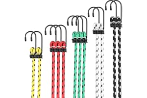 HIXAVA Juego de 12 Cuerdas Elásticas con Gancho, Tensores Elásticos de 5 Longitudes Diferentes, Pulpos Elasticos con Qancho, Cuerda Elastica, para Portaequipajes, Lonas, Bicicletas, Moto, Portaequipajes