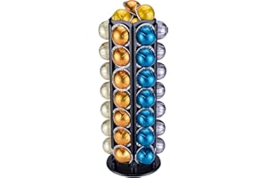 FlagShip Support pour capsules Nespresso Vertuoline pour plus de 50 capsules Nespresso Vertuo - Organiseur de petits dosettes de café, métal noir
