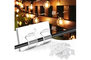 YichYaYa Kabelhalter 30 Stück, Outdoor Kabel Clips, Doppelte Reihe von selbstklebenden Haken, Kabelführung Organizer, Haken Draht Halter für Lichterketten (Klar)