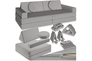 ‎TECTAKE tectake® Spielsofa, Kindersofa klappbar, modulares Sofa mit Spiel- und Schlaffunktion, Möbel für Kinderzimmer, Indoor Spielplatz, Couch oder Sitzkissen, Schaumstoff Stapelsteine