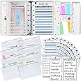 Harphia A7 Binder 5.39x4.33" Daily A7 Planner Mini Binder, Transparent with Daisy Binder Notebook, with Cash Envelopes x8, Budget Sheets x12, Category Stickers x42, Label Sticker x12, NPNB-139F-A7