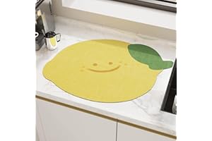 COLOR&GEOMETRY Cute Dish Drying Mat 30x40cm, Non-Slip Coffee Mat, Quick Dry Kitchen Absorbent Draining Mat, Heat Resistant Mat for Kitchen Countertop, Pet Feeding Mat - Yellow