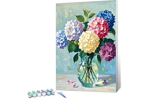 HEIBAGO Pintura por Números Enmarcada Adultos, Lienzo Para Pintar por Números Con Flores, Kits de Pintura al Óleo Artísticas de Pintura de Paisajes Para decorar Las Paredes del Hogar, 20x30cm
