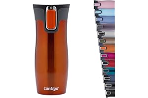 Contigo Tazza Termica West Loop Autoseal, Tazza Caffè da Viaggio in Acciaio Inossidabile, Contenitore Termico a Tenuta Stagna, con Coperchio Privo di BPA, 470ml, Arrancione (Tangerine)