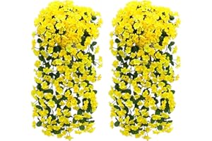 Fycooler Fleurs Artificielles Faux Wisteria Vigne Guirlande Réaliste Soie Romantique Suspendu Artificielle Lierre À La Vigne 90CM pour Les Décorations De Mariage Home Garden Party Decor-Jaune
