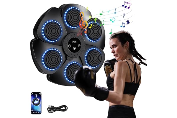 Vulaop Music Boxing Machine de Boxe électronique LED avec Gants de Boxe, 9 Modes de Vitesse et Mode de comptage Prise en Charge Bluetooth, entraînement d'agilité de Mise au Point