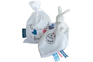 Doudou et Compagnie Doudou Plus Fort Che Tutto e Il Suo Sacco per i Suoi Peluche, Colore Bianco, DC3715