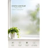 Deconitte Statik Cam Filmi Fır&ccedil;alı Desen Yapışkansız Buzlu Cam ve Duşakabin Kaplama UV Koruma Folyo, 60cmX200cm