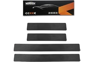 GZRUICA Door Sill Plate Protectors for Car - Universal Door Entry Guards Sill Scuff Cover Panel Step Protector, Welcome Pedal Protector Cover, Carbon Fiber, 4pcs/Set