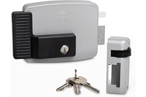 CISA - Serratura Elettrica da Applicare 111721601N7 - Elettroserratura CISA in Acciaio Verniciato con Chiave Interna - Cancello Esterno Entrata 60 Regolabile - Mano Destra - Finitura Grigio Alluminio