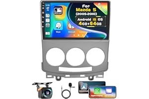 Inefala 4G + 64G Android radio samochodowe do Mazda 5 2005-2010 z bezprzewodowym CarPlay Android Auto, 9" ekran dotykowy radio Bluetooth 2 Din z nawigacją GPS WiFi RDS/FM SWC Mic kamera cofania