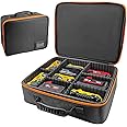 otuiaim 38.5 x 32 x 10 cm Portable Tool Hard Carrying Case for Batteries & Chargers with Adjustable Dividers - Large Size Storage Bag, Organizer Waterproof Dustproof Shockproof for Tools Accessories