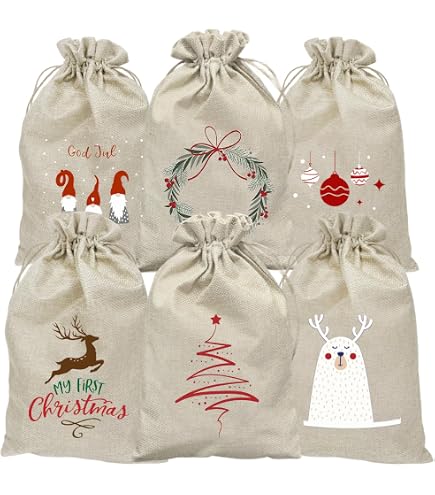 3 Jutebeutel Mit „Ho Ho Ho“-Aufdruck & Baumwollkordel – Naturbeutel Für Weihnachtsgeschenke, Deko & Aufbewahrung (40x30 Cm)