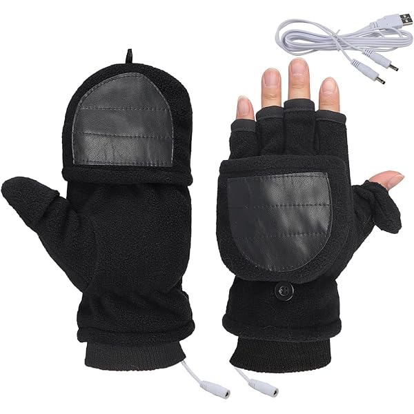 Chauffantes Ordinateur Gants Chauffants USB BNGXR - Mitaines Lavables 3 Températures Réglables Pour Homme Et Femme - Usage Intérieur Et Extérieur Gants Homme Femme
