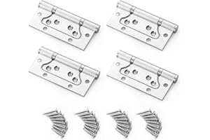 BAIJ Bisagras para Puertas, 4 Pcs Bisagra Pequeñas con Tornillos Visagras Puerta de Acero Inoxidable de Alta Resistencia para Ventanas Muebles Armario Gabinete y Bricolaje,Cojinete Silencioso (5 pulgadas)