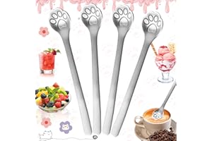 Benaton 4 Pezzi Cucchiaio da caffè con zampa di gatto, Cucchiai da dessert Cucchiaini, Cucchiaini da Latte Macchiato, Cucchiai da Dessert Mini, lavabile in lavastoviglie.