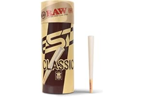 RAW Cones Classic King Size | 50 Pack | Natural Pre Rolled Rolling Paper with Tips & Packing Sticks Included