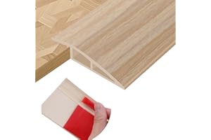 LSGCQ Profilo di transizione pavimento PVC soglia di dislivello pavimento adesivo striscia di transizione soglia di tappeto (Venatura del legno giallo chiaro, 15mm×1m)