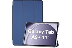ProCase Coque pour Tablette Samsung Tab A9 Plus (SM-X210/X215/X216/X218), Étui de Protection Galaxy Tab A9+ 11 Pouces 2023, Housse Antichoc à Trois Volets avec Veille/Réveil Automatique -Marine