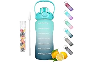 WELTRXE Trinkflasche - Tritan Wasserflasche BPA-Frei 1,6L Auslaufsicher Sportflasche mit Trinkshalm, Früchtesieb, Fitness Mark, Gym, Aufstieg, Outdoor, stile Farbe, Nachhaltig, Abstufung in Blau