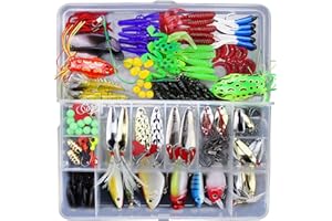 Ewolee Fishing Lures, 141 Pcs Mixed Bait Kit With Hooks, Jig Head, Lure Set and Tackle Box - Suitable for Saltwater and Freshwater