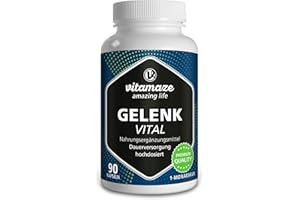 ‎VITAMAZE - AMAZING LIFE Vitamaze Kapseln hochdosiert mit Glucosamin + Chondroitin + Hyaluronsäure + MSM, 90 Kapseln als 1 Monatskur, Natürliche Nahrungsergänzung ohne Zusatzstoffe, Made in Germany