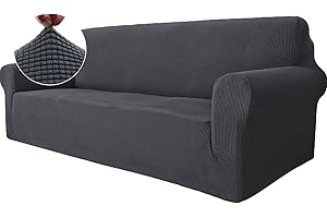 Ystyle Copridivano 3 Posti Con Braccioli, Universale Sofa Cover Antigraffio Gatto, Pesante Fodere Copridivani Elasticizzato, Copripoltrona Antimacchia Lavabile Antiscivolo, Grigio