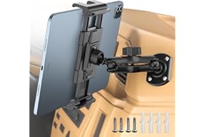 OHLPRO Support Tablette Voiture, Support ipad Voiture Universel 360° Rotatif Base Perçage+ Bras Réglable 15cm, Compatible iPad Pro/Mini Samsung 5-13" Tablettes Camion & Tableau de Bord