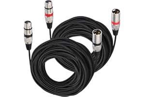 LANPOWAE XLR Microphone Cable, Nylon Braided Premium Balanced XLR Cable, 3 Pin DMX Microphone Connection Cable Male to Female DMX Microphone Cable with Preamps/Speaker Systems (20 m, 2 Pack)