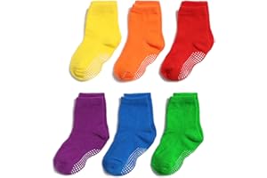 QIYIENDIAN 6 pares de calcetines antideslizantes y cálidos con puños para bebés, niños y niñas