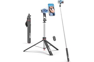 SELFIESHOW 177 cm Trépied Magnétique, Perche Selfie Trépied de Téléphone avec Magnétique Télécommande & 1/4 Permet, Trepied Smartphone Rotatif a 360° Compatible avec iphone 16/15/14/13/Android pour Vlog/Vidéo