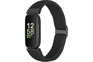 KIBDSNG Adjustable Braided Watch Strap Compatible with Fitbit Inspire 3/Inspire 2/Inspire HR/Inspire/Ace 3/Ace 2, Nylon Elastic Sport Loop Replacement Wristband for Women Men
