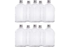 Glass Flask Bottles - Pack of 10 | Bottles for Sloe Gin, Vodka & Homemade Drinks | Alcohol Spirit Bottles With Lids | Wedding Favours | Pukkr (350ml)