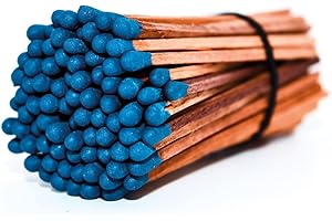 REHGLÜCK Schwarzwald Environ 100 allumettes couleur miel de 10 cm de long, convient également comme recharge pour nos bouteilles d'apothicaire classiques (couleur de la tête d'allumette : bleu)