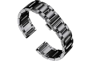 BINLUN Bracelet de Montre en Acier Inoxydable Épais Bracelets de Montre en Métal Lourd Fini Brossé Mat Poli Bracelet Montre de Remplacement pour Hommes Femmes 16mm/18mm/20mm/21mm/22mm/23mm/24mm/26mm