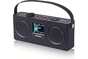 Roxel DAB, DAB+ Digital and FM Radio Mains Powered and Battery Powered Portable Radio | BT Speaker | USB Playback, TF Card, Bedside Alarm Clock | Sleep Timer, 2.4 inch LCD display, RDR-80