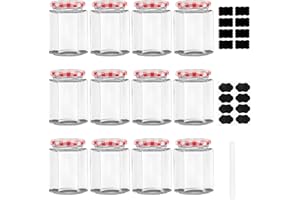 ZhouZGlass 12 Pack Small Glass Jars with Lids, Airtight 100ml Jam Jars with Red Gingham Lids for Candle Making(Red)