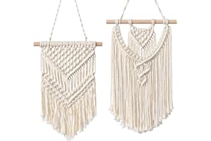 LOMOHOO 2 tapices tejidos de macramé para colgar en la pared, ideales para decoración bohemia del hogar, apartamento, habitación de los niños, decoraciones de fiesta (pequeño)