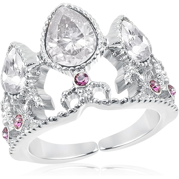 BUBEFSKD 2-teiliger Prinzessin Kronen Ring - Einstellbarer Schmuck