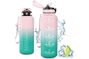 VIKASTAR Vikaster Bouteille, Gourde avec Paille 1.5 Litre, sans BPA, Étanche & Réutilisable, Water Bottle Ouvrir en Un Clic, Convient pour la Gym, Le Yoga, Le Camping, Randonnée