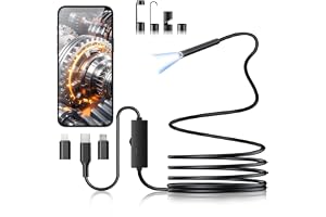 DPduct Endoskopkamera med lampa, 5,5 mm ultratunn boreskopinspektionskamera, 3,28 fot halvstyv kabel ormkamera för Android och iOS, iPhone, iPad
