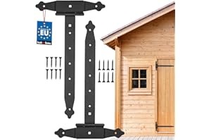 KOTARBAU® Lot de 2 supports en croix de 350 mm pour charnière, plaque de montage, ferrures de porte, raccords en bois, charnières en T, revêtement par pulvérisation