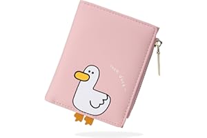 conisy Portafoglio Donna Piccolo, Bifold Carina Portafoglio in formato corto con Bloccaggio RFID e Cerniera Portamonete per Donna e Ragazza (Anatra Rosa)