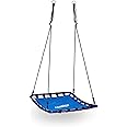 Relaxdays Square Nest Swing for Outdoor Use, Max User Weight: 100 kg, HxWxD: 153 x 98 x 74 cm, Blue-Black