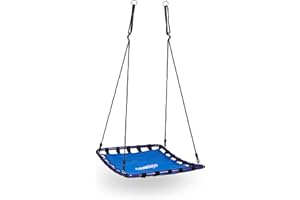 Relaxdays Balançoire nid d'oiseau carré pour le jardin à suspendre HxlxP: 153 x 74 x 98 cm, poids max 100 kg, bleu noir