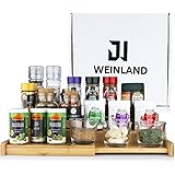 WEINLAND®️ 3-stufiges ausziehbares Gewürzregal - Bambus Spice Rack zum Aufbewahren von Gewürzdosen - Praktischer Gewürzstände