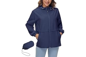 IECCP Rain Coats for Women Waterproof Lightweight Rain Jacket Windbreaker Packable Hooded Outdoor Raincoat