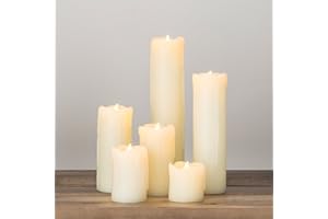 Lights4fun Lot de 6 Bougies Sans Flamme à LED Blanc Chaud à Piles en Cire Véritable Ivoire Effet Fondu Décoration pour Intérieur