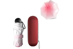 JIGUOOR parapluie de voyage pliant, 8 côtes Mini parapluie petit parapluie UV Mini parapluie compact coupe - vent puissant parapluie de poche portable avec boîte à capsules pour hommes et femmes